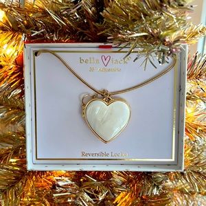 ❤️ NWT LOCKET Heart Ivory & Gold • Reversible! • Bella•Jack  💌